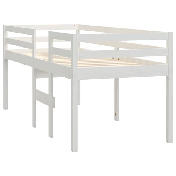 vidaXL Cama alta 80x200 cm madeira de pinho maci&ccedil;a branco