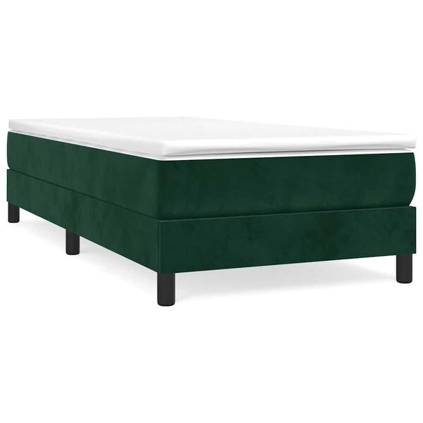 vidaXL Estrutura de cama com molas 90x200 cm veludo verde-escuro