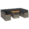 vidaXL 10 pcs conjunto sof&aacute;s jardim almofad&otilde;es vime PE/ac&aacute;cia cinzento