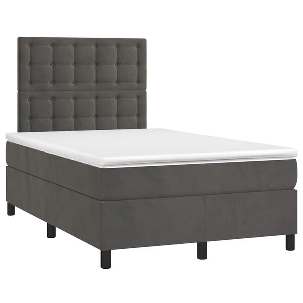 vidaXL Cama boxspring com colch&atilde;o 120x190 cm veludo cinzento-escuro