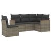 vidaXL 5 pcs conjunto sof&aacute;s de jardim c/ almofad&otilde;es vime PE cinzento
