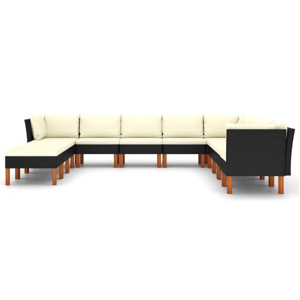 vidaXL 12 pcs conjunto lounge de jardim c/ almofad&otilde;es vime PE preto