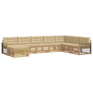 vidaXL Conjunto de Sof&aacute;s para Exterior 8 unid. Branco e Bege