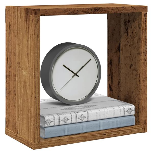 vidaXL Prateleiras de parede cubos 2 pcs deriv. madeira madeira velha
