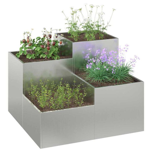 vidaXL Vaso de Jardim Prateado 80 x 80 x 60 cm Aço galvanizado