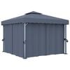 vidaXL Gazebo com cortina 3x3 m alum&iacute;nio antracite