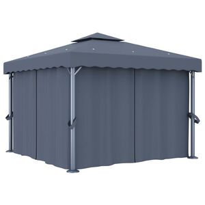 vidaXL Gazebo com cortina 3x3 m alum&iacute;nio antracite