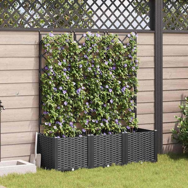 vidaXL Vaso de Jardim 3 pcs Preto 120 x 40 x 143 cm A&ccedil;o