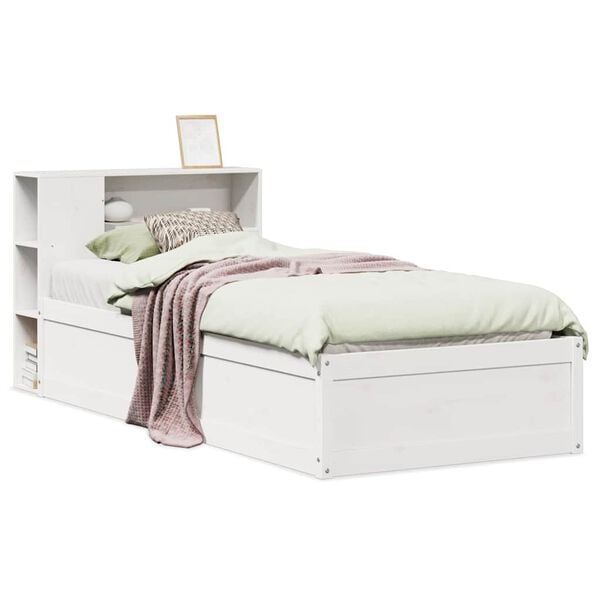 vidaXL Cama sem colch&atilde;o 75x190 cm madeira de pinho maci&ccedil;a branco
