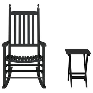 vidaXL Cadeira de baloi&ccedil;o com mesa dobr&aacute;vel &aacute;lamo maci&ccedil;o preto