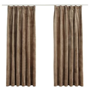 vidaXL Cortinas blackout com ganchos 2 pcs 140x175 cm veludo bege
