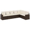 vidaXL 7 pcs conjunto de sof&aacute;s jardim c/ almofad&otilde;es vime PE castanho