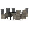 vidaXL Conjunto de Jantar para Jardim 7 pcs Cinzeto vime PE