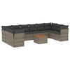 vidaXL 11 pcs conjunto sof&aacute;s de jardim c/ almofad&otilde;es vime PE cinzento