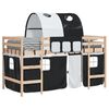vidaXL Cama alta crian&ccedil;a c/ t&uacute;nel 90x200 cm pinho maci&ccedil;o branco/preto
