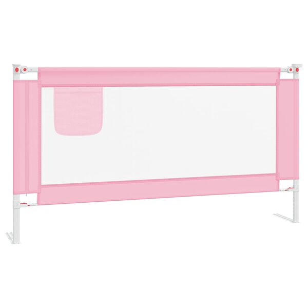 vidaXL Barra de seguran&ccedil;a p/ cama infantil tecido 160x25 cm rosa