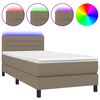 vidaXL Cama box spring + colch&atilde;o/LED 90x190cm tecido cinza-acastanhado