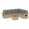 vidaXL 7 pcs conj. sof&aacute;s jardim c/ almofad&otilde;es vime PE bege misturado