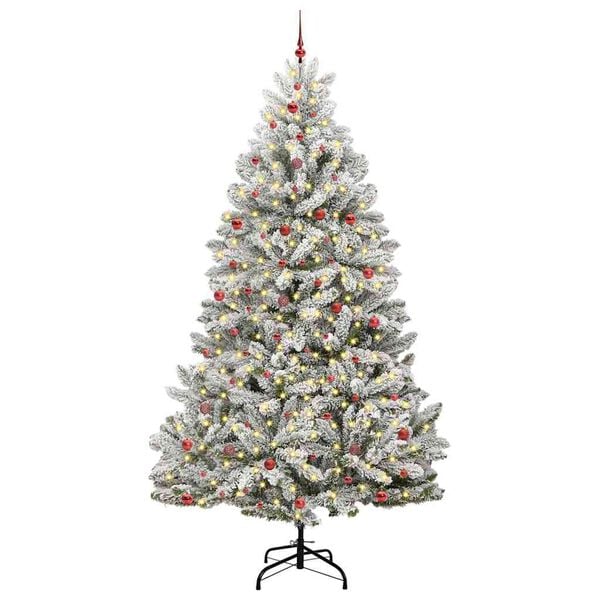 vidaXL &Aacute;rvore de Natal Artificial Verde e Branco 300 cm PVC e Metal