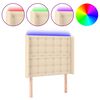 vidaXL Cabeceira cama c/ luzes LED tecido 103x16x118/128 cm cor creme