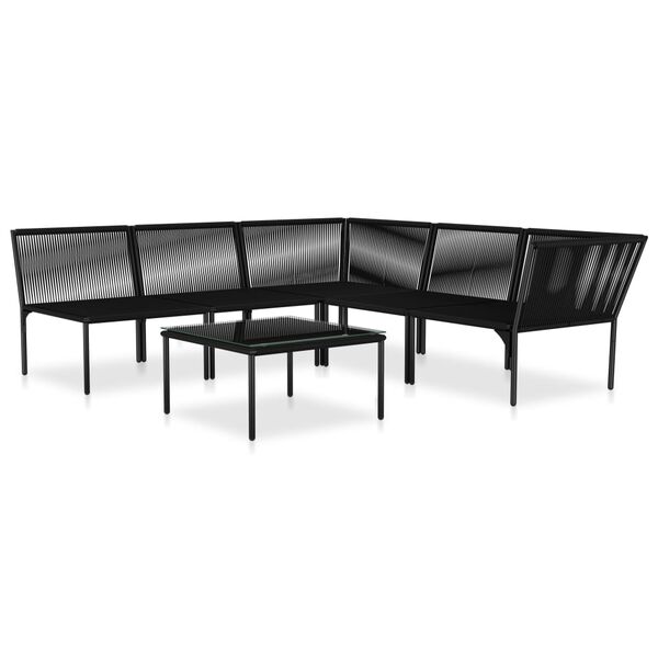 vidaXL 6 pcs conjunto lounge de jardim c/ almofadões PVC preto