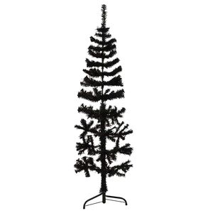 vidaXL Meia &aacute;rvore de Natal fina com suporte 120 cm preto