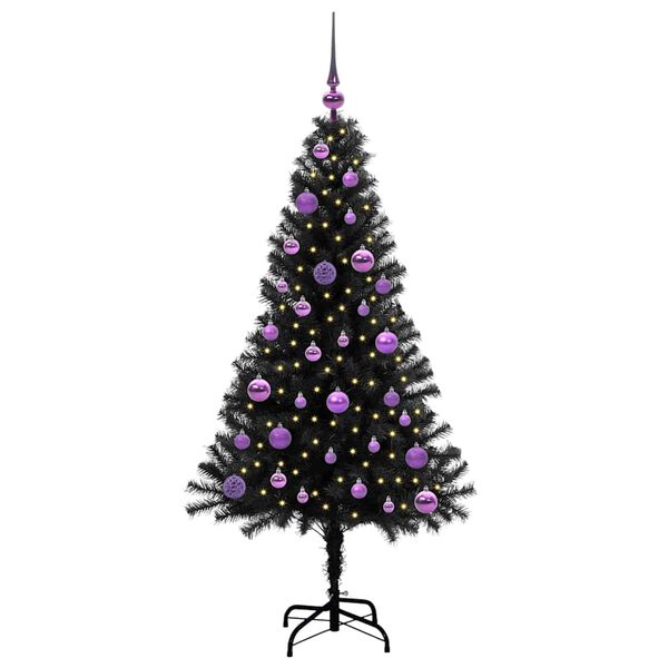 vidaXL &Aacute;rvore de Natal com 150 LEDs com suporte Preto 150 cm PVC