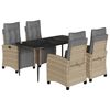 vidaXL 5pcs conj. jantar jardim c/ almofad&otilde;es vime PE bege misturado