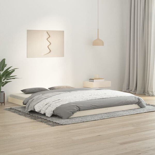 vidaXL Estrutura de cama king size 150x200 cm pinho maci&ccedil;o branco