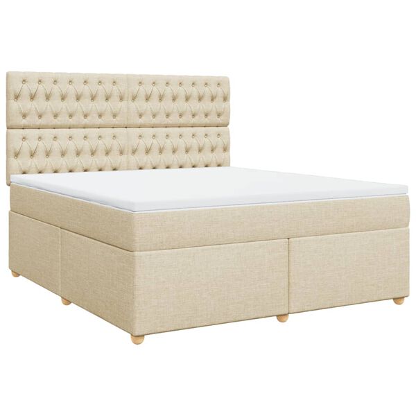 vidaXL Cama com molas/colch&atilde;o 180x200 cm tecido cor creme