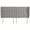 vidaXL Cabeceira cama c/ abas veludo 203x23x118/128 cm cinzento-claro
