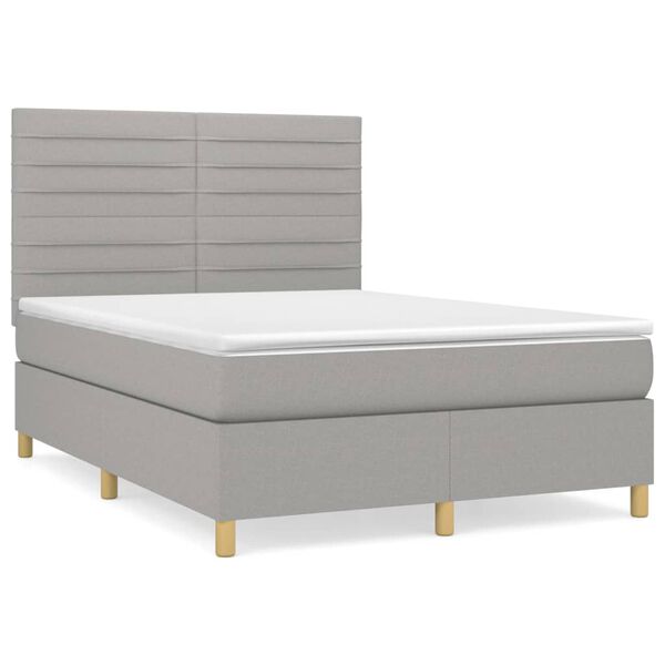 vidaXL Cama com molas/colch&atilde;o 140x190 cm tecido cinzento-claro