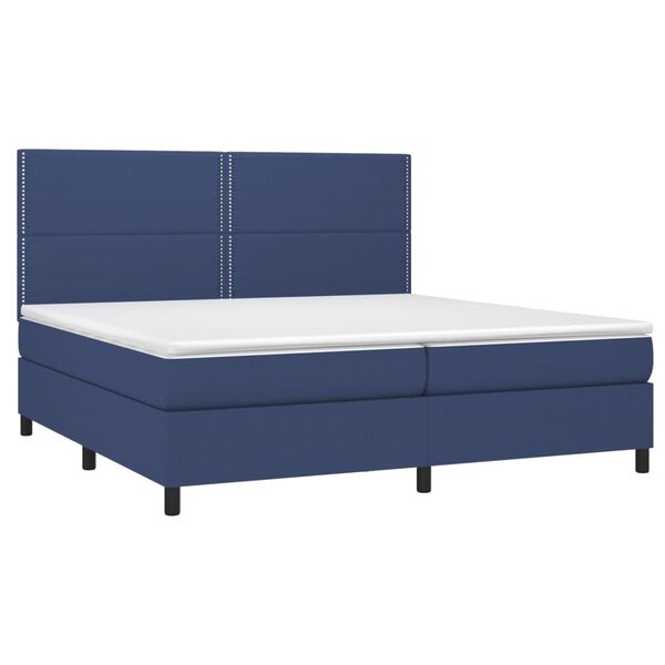 vidaXL Cama box spring c/ colch&atilde;o e LED 200x200 cm tecido azul