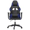 vidaXL Cadeira gaming de massagens couro artificial preto e azul