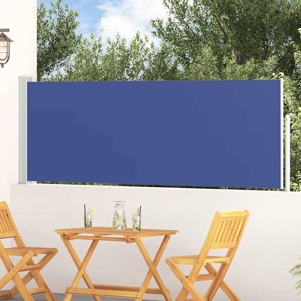 vidaXL Toldo lateral retr&aacute;til para p&aacute;tio 100x300 cm azul