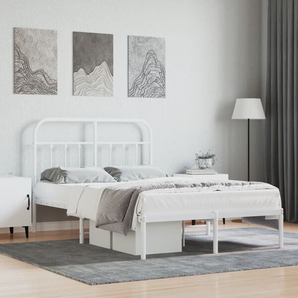 vidaXL Estrutura de cama com cabeceira 120x190 cm metal branco