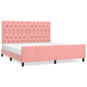 vidaXL Estrutura de cama c/ cabeceira 160x200 cm veludo rosa