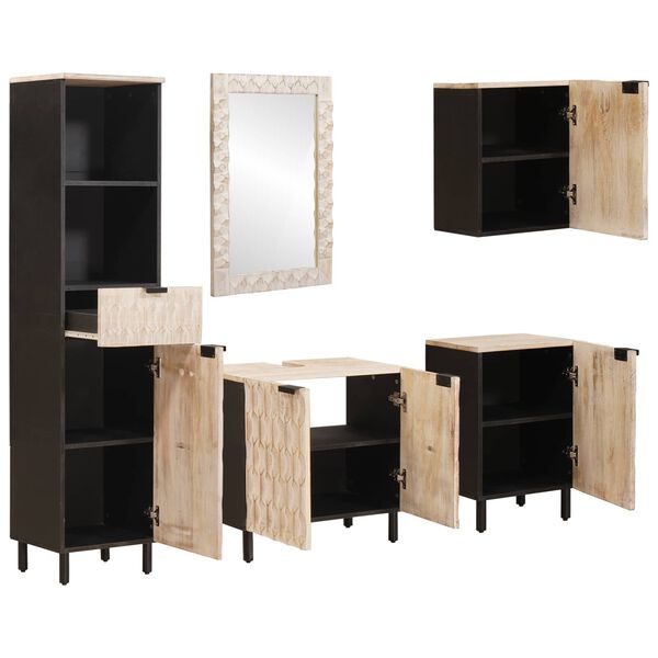 vidaXL Conjuntos de Banheiro com porta 5 pcs Acabamento em Wash Branco