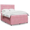 vidaXL Cama com molas/colch&atilde;o 140x190 cm veludo rosa