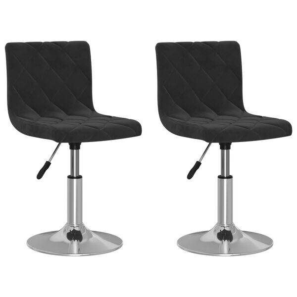 vidaXL Cadeiras de jantar girat&oacute;rias 2 pcs veludo preto