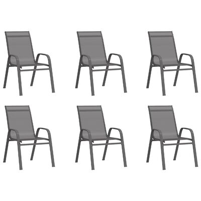 vidaXL Cadeiras de jardim empilháveis 6 pcs textilene cinzento