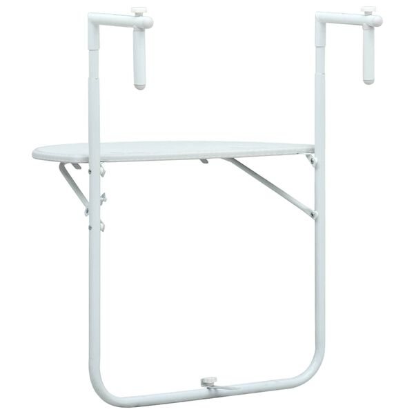 vidaXL Mesa varanda pendurar 60x64x83,5cm pl&aacute;stico aspeto vime branco