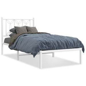 vidaXL Estrutura de cama sem colch&atilde;o com cabeceira 75x190 cm branco