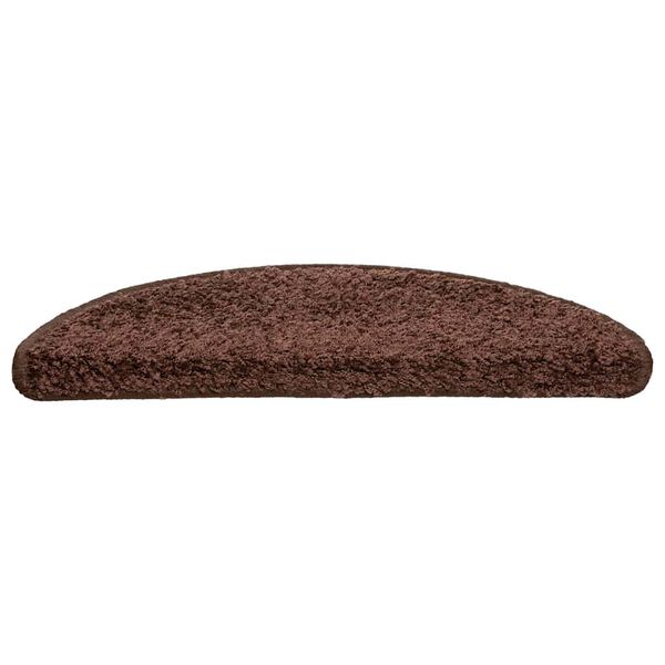 vidaXL Tapetes de escada 30 pe&ccedil;as 56x17x3 cm marrom semicircular