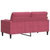vidaXL Sofá 2 lug. + almofadas decorativas 140cm veludo vermelho tinto