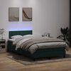 vidaXL Cama box spring c/ colch&atilde;o e LED 120x210 cm veludo verde-escuro