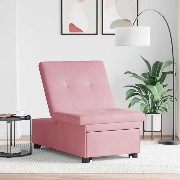 vidaXL Sof&aacute;-Cama Rosa 194 x 67 x 82 cm Veludo
