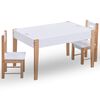 vidaXL Mesa c/ quadro/arruma&ccedil;&atilde;o desenho e cadeiras 3 pcs preto/branco