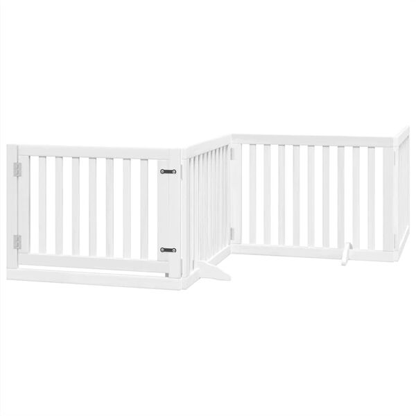 vidaXL Port&atilde;o p/ c&atilde;es com porta dobr&aacute;vel 6 pain&eacute;is 480 cm &aacute;lamo branco
