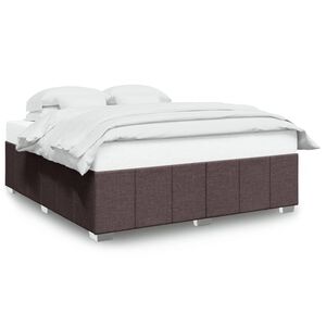 vidaXL Estrutura de cama sem colch&atilde;o 200x200 cm tecido castanho-escuro